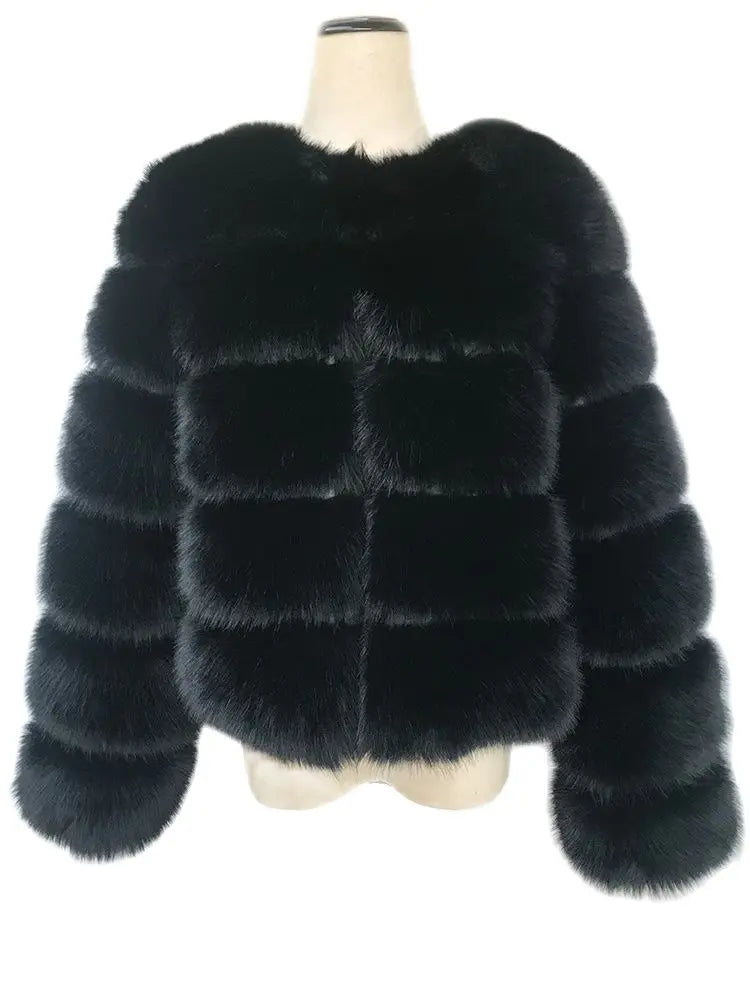 HJQJLJLS 2023 New Women Long Sleeve Pink Faux Fur Coat Female Fluffy Soft Furry Jacket High Imitation Fox Fur Outerwear LJLS140