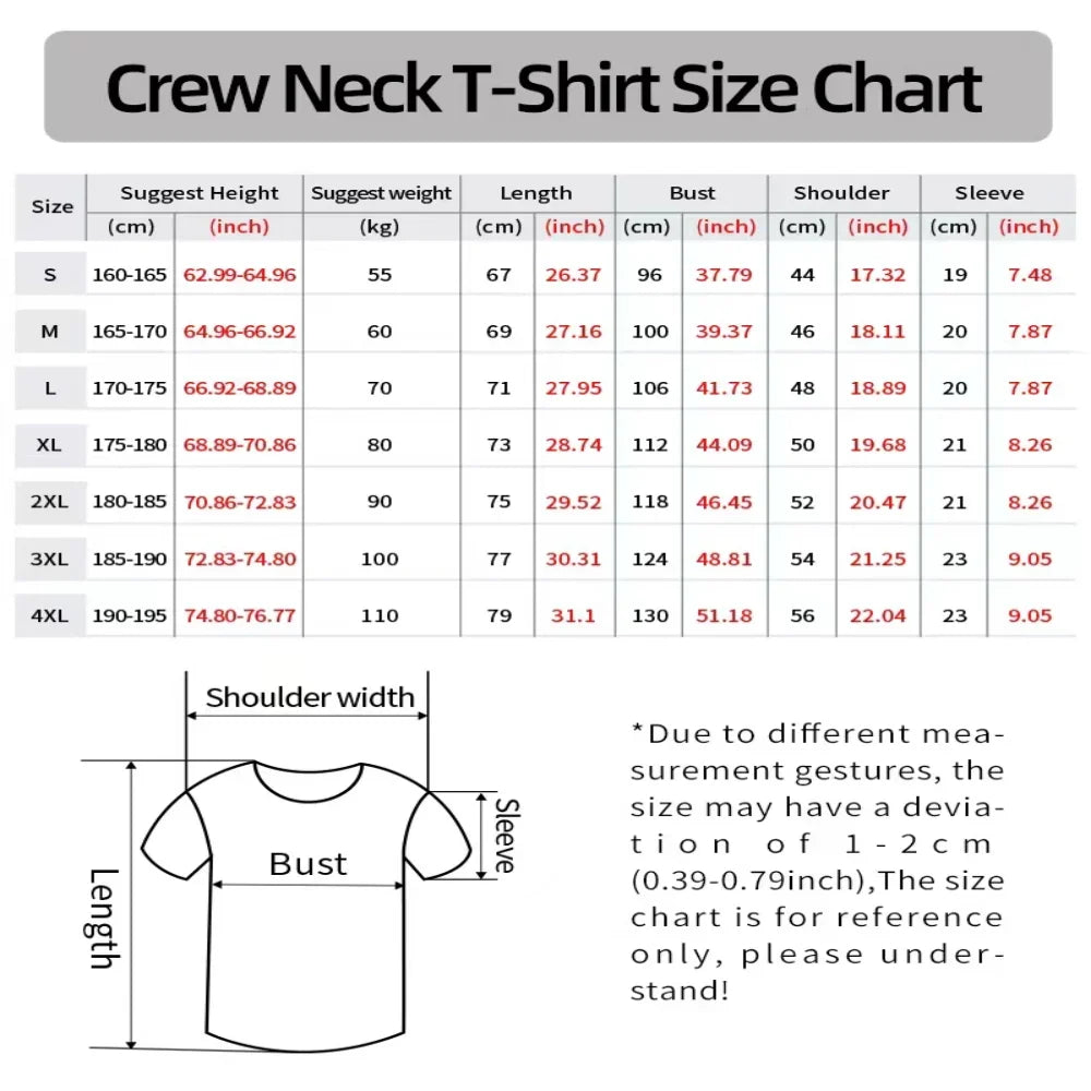 Men's Crew Neck Printed Top High Quality Pure Cotton Short-sleeved T-shirt Spring and Summer Oversize Loose Large Size Clothing