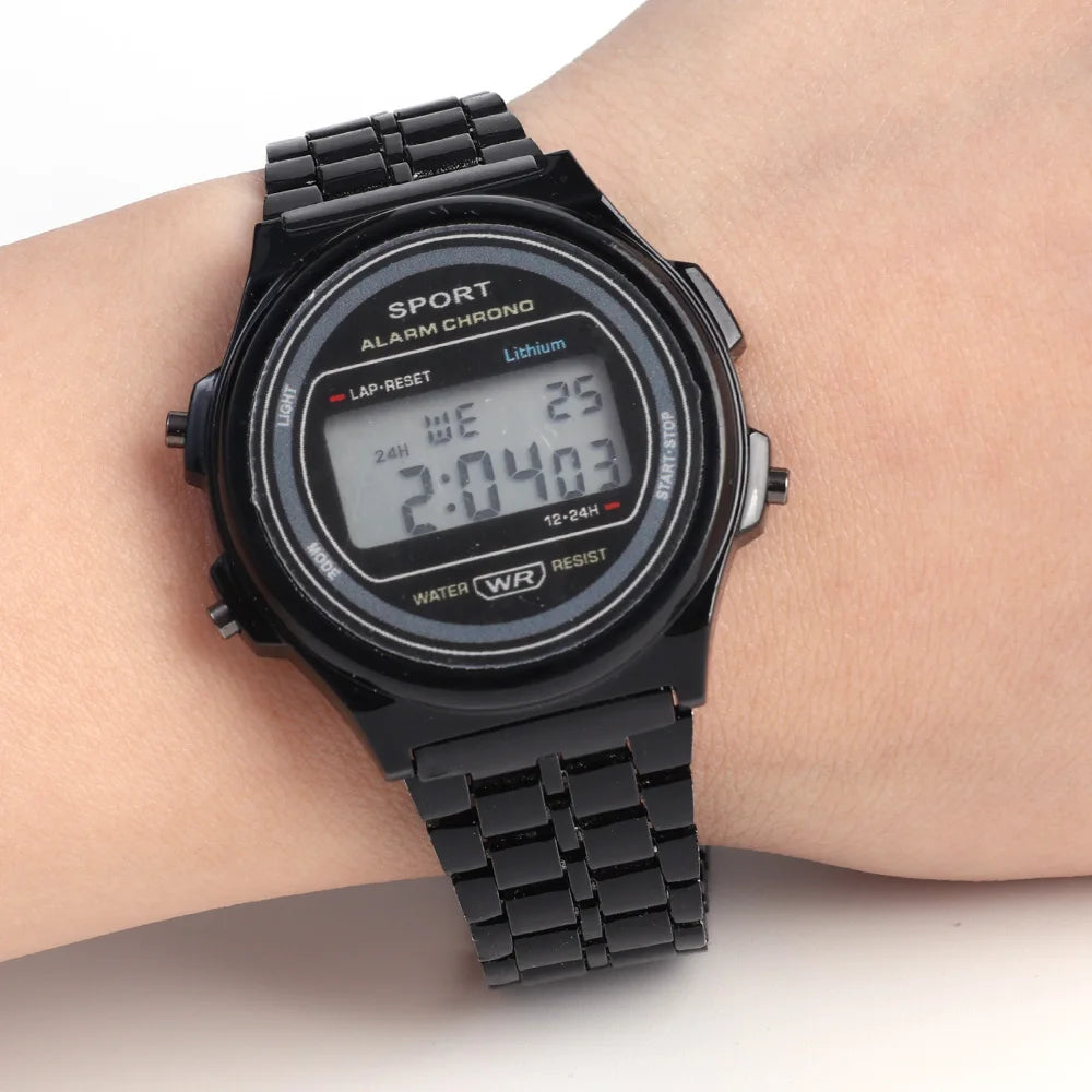 Luxury F91W Band Watch Male Waterproof Digital Stainless Steel Sports Military Round Watches Men Electronic Wrist Watch Clock