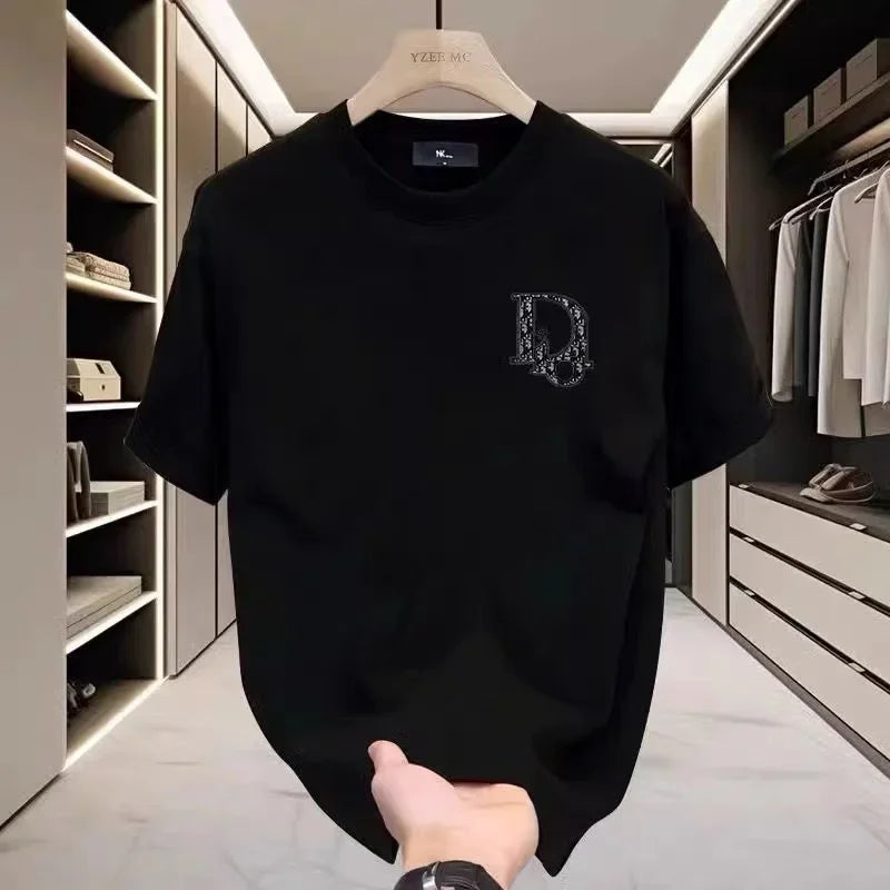 2025 Men s high-end short-sleeved T-shirt Summer New Style pure cotton round-neck Women s loose Summer trendy brand
