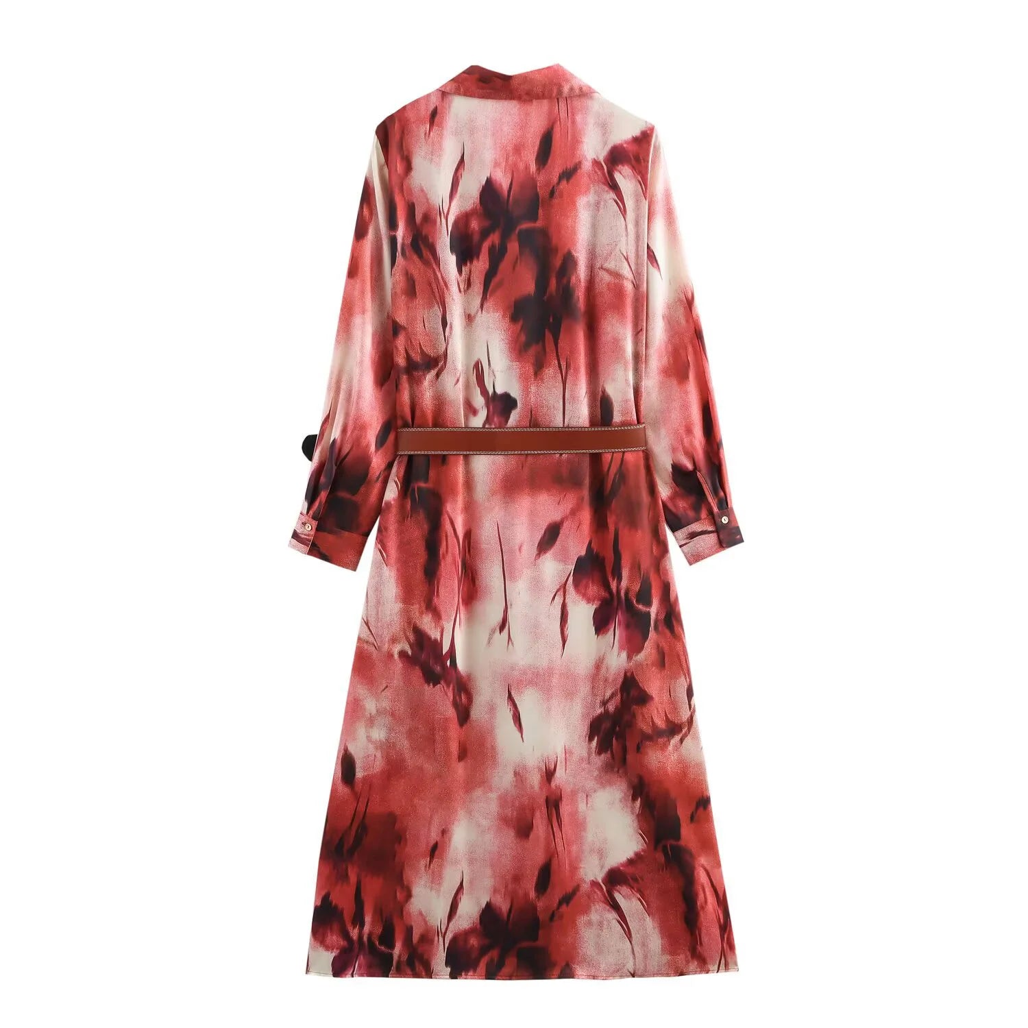European And American Style Women's Spring New Products Fashion Slim Sexy Soft With Belt Satin Texture Dress