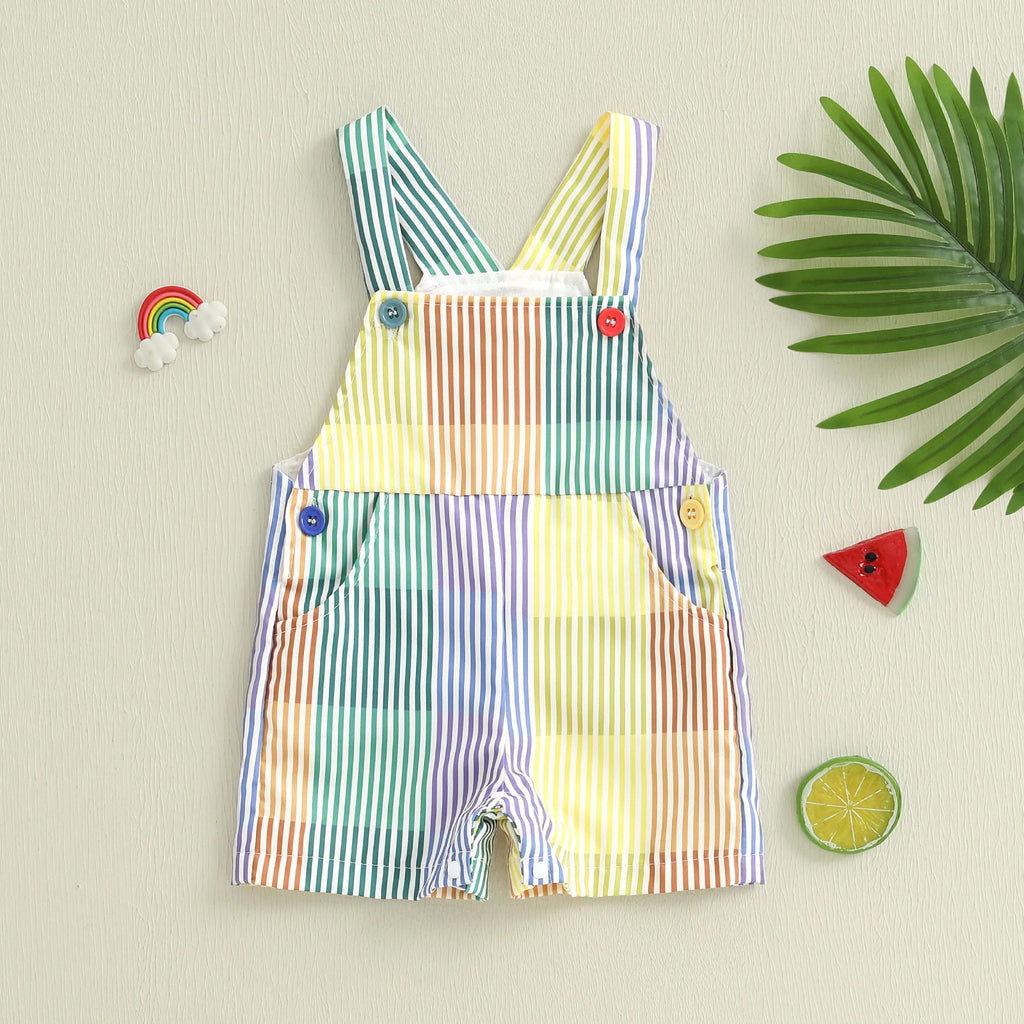 Pudcoco Toddler Baby Girls Overalls Loose Fit Striped Contrast Color Infant Jumpsuit for All Reasons 6M-4T