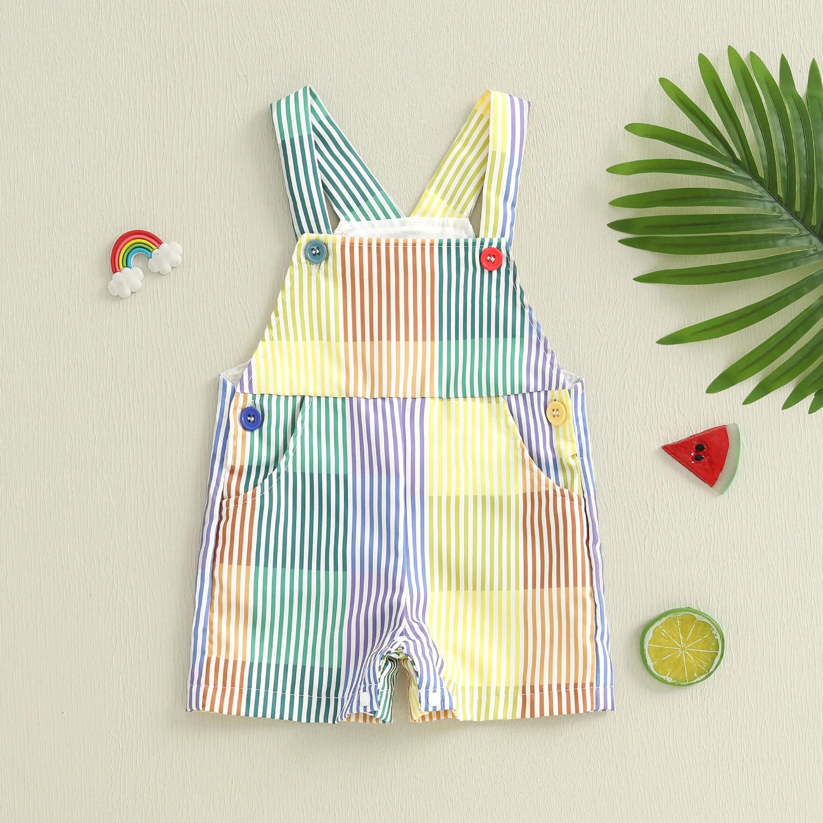 Pudcoco Toddler Baby Girls Overalls Loose Fit Striped Contrast Color Infant Jumpsuit for All Reasons 6M-4T