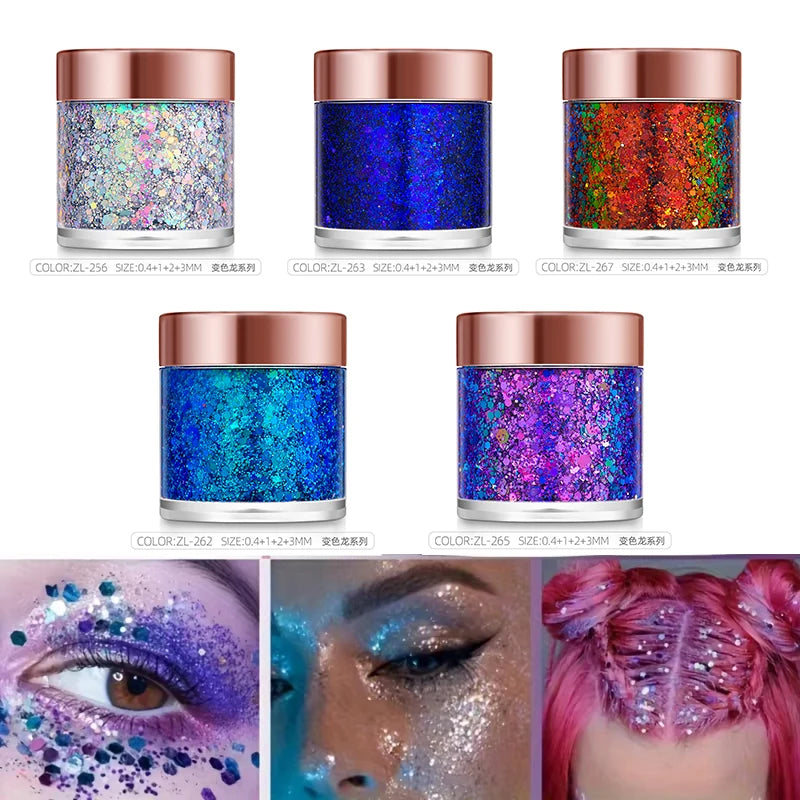 Sequins Body Glitter Gel,Make Up Long Lasting Glitter For Body Face Hair Eyeshadow,Festival Party Carnival Makeup Decorations