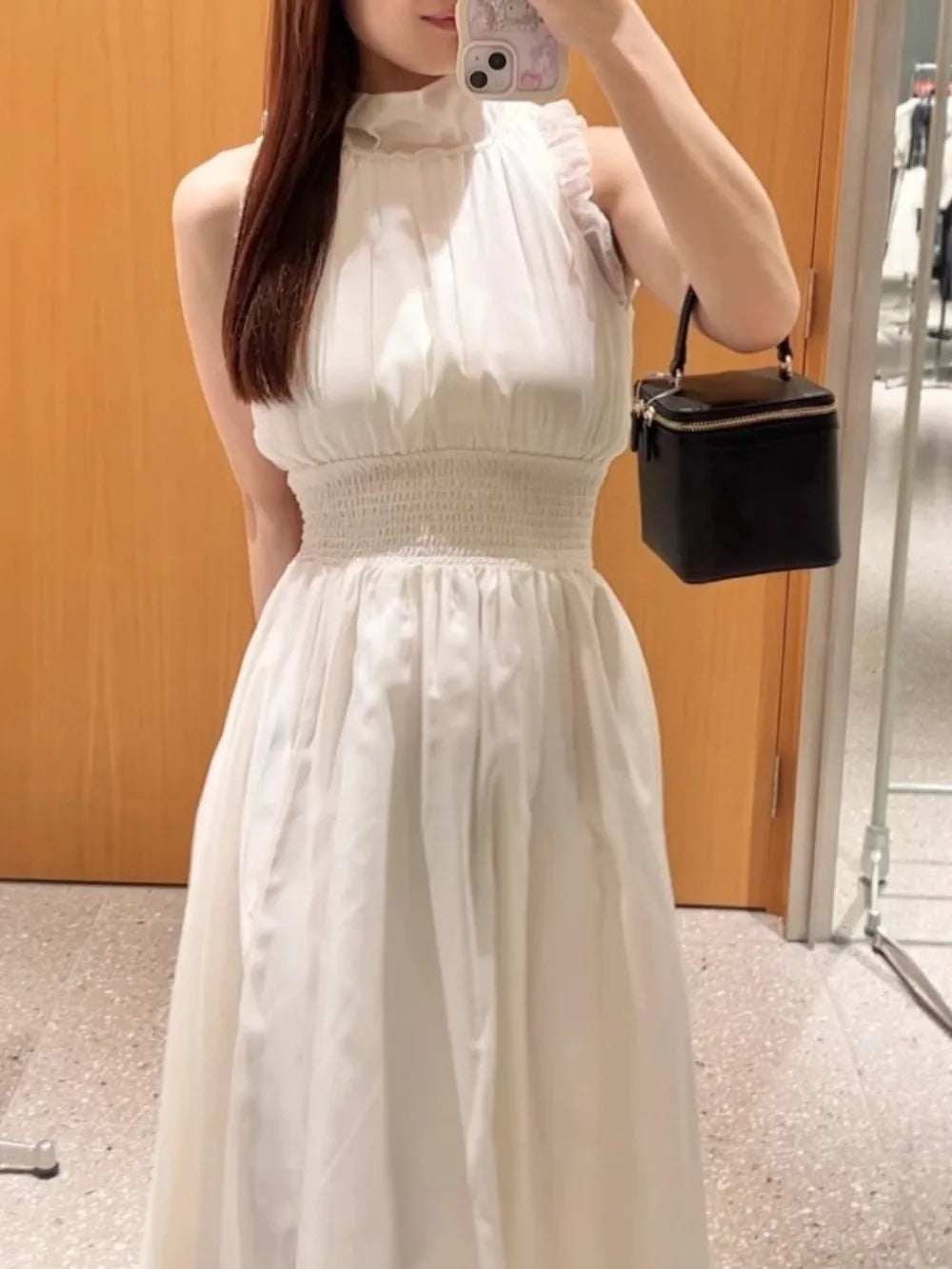 Kuzuwata New Ruffles Halter Flying Sleeve Vestidos Print Lace Up Ball Gown Princess Sweet Robe Japan Slim Waist Elegant Dress