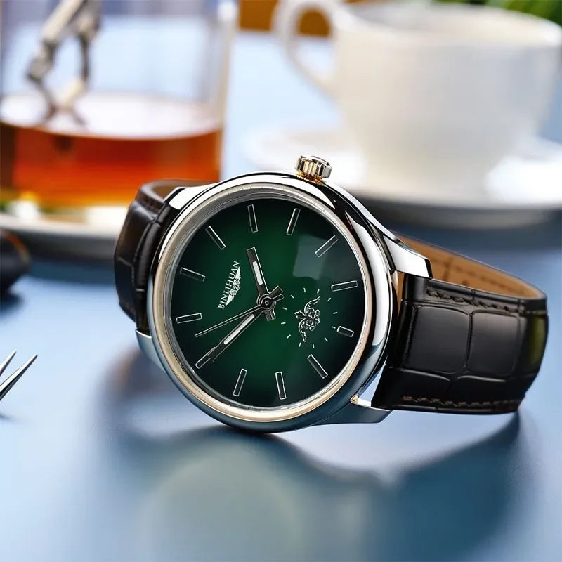 Luxury Business Men's Quartz Watch Waterproof Leather Strap Top Brand Wristwatch Handsome Men's Clock for Business 2025 New