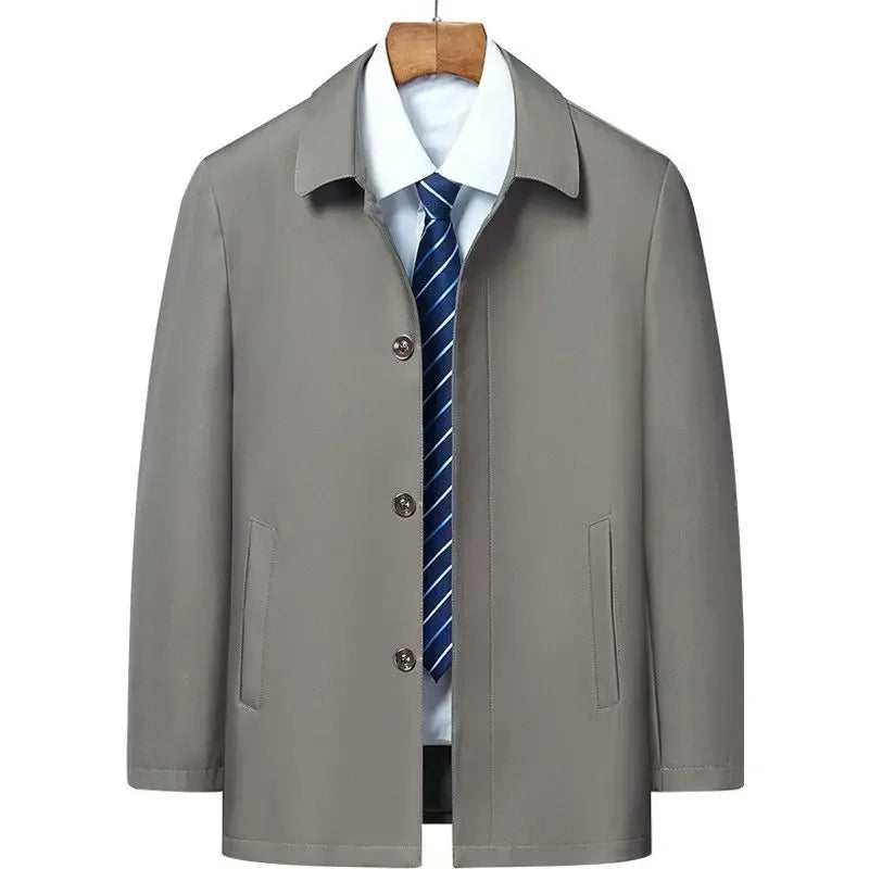 Casual Business Lapel Windbreak Jackets Men Coats New Brand Top Quality Spring Men's Trench Coat Solid Color Mid-length Jacket