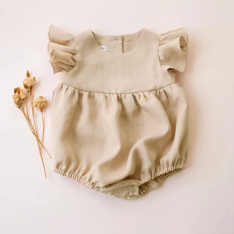 Summer Intant Baby Girl Jumpsuit Linen Cotton Baby Girl One-piece Playsuit Baby Girl Romper