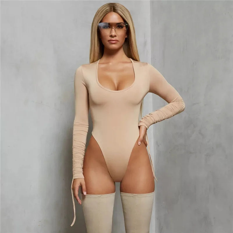 2024 Fashion Bodysuit Spring Autumn Vintage Elegant Women Long Sleeve Bodysuit Body Youthful Woman Top Women's Bodys  jumpsuit