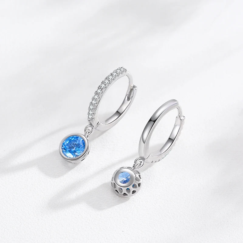 Ailmay Fashion 925 Sterling Silver Sparkling Circle Multicolour Crystal Hoop Earrings For Women Girls Party Accessories Jewelry