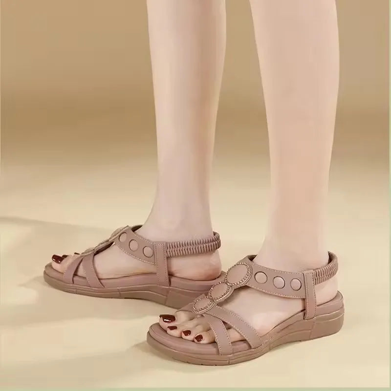 Plus Size 36-42 Shoes for Women Summer Fashion Women Platform Sandals Casual Wedges Comfortable Elastic Band Sandalias