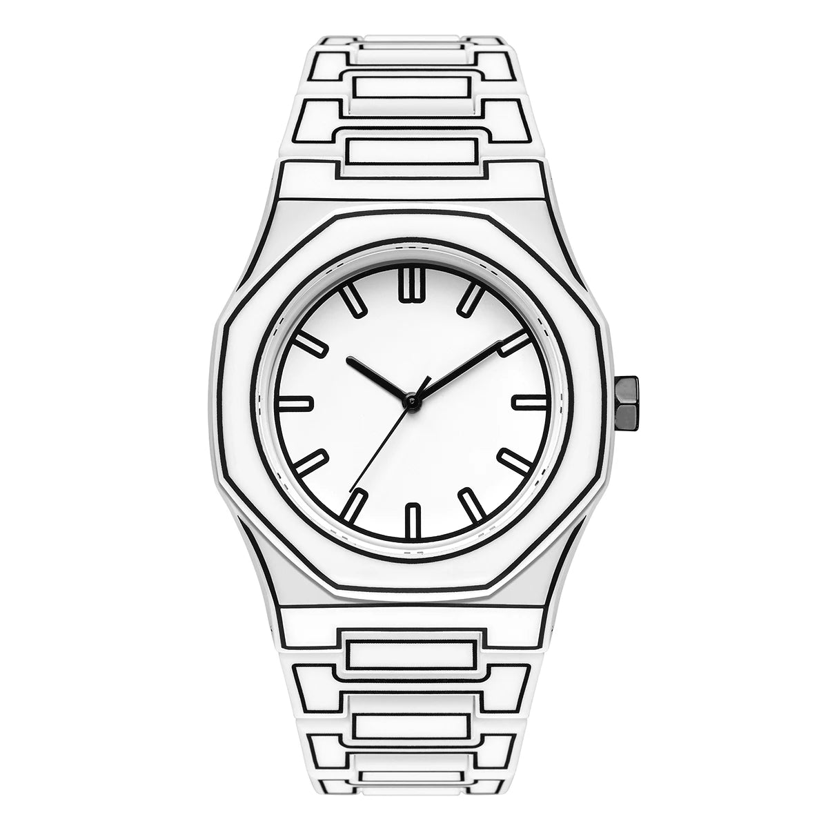 Luxury Men Watch Men's Quartz Wristwatch Minimalist Black White Dial Male Sports Reloj Silicone Rubber Strap Man Unusual Clock