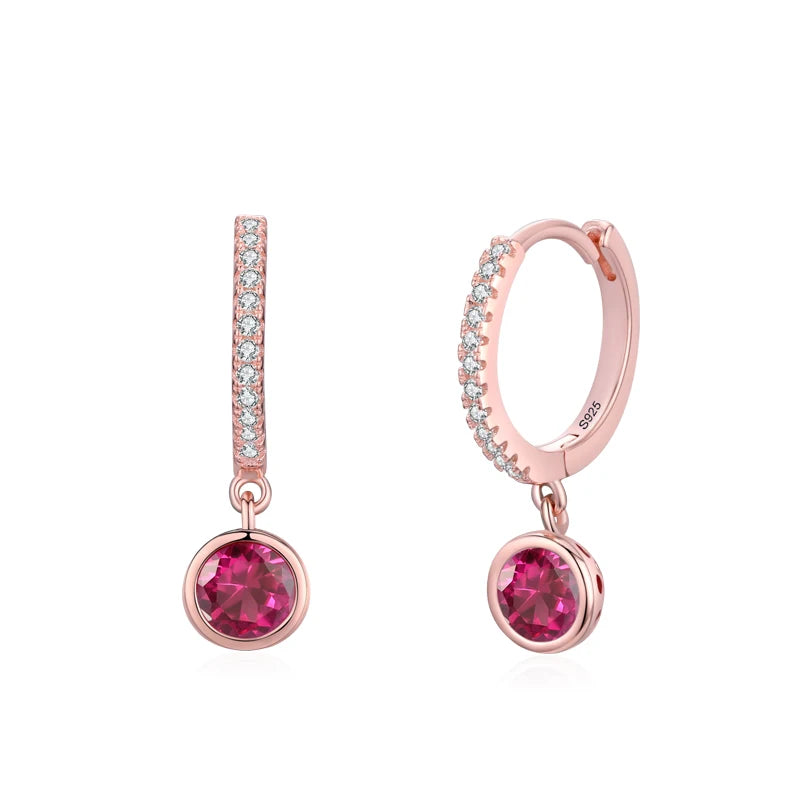 Ailmay Fashion 925 Sterling Silver Sparkling Circle Multicolour Crystal Hoop Earrings For Women Girls Party Accessories Jewelry