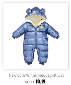 Children Autumn Winter Overall For Infant Down Cotton Thicken Clothes Hooded new born Baby costume Boys Girls Jumpsuit Romper