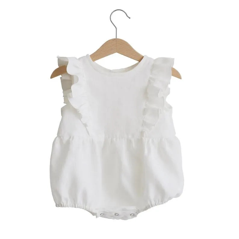 Summer Intant Baby Girl Jumpsuit Linen Cotton Baby Girl One-piece Playsuit Baby Girl Romper