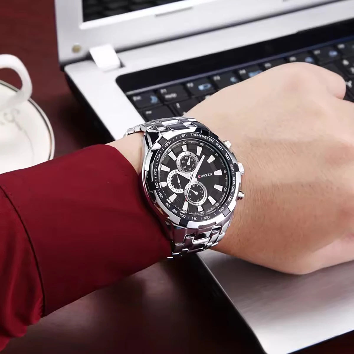 CURREN Fashion large dial leisure business watch Men's quartz waterproof wristwatch  Quartz Male Clock
