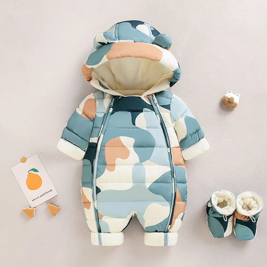 Children Autumn Winter Overall For Infant Down Cotton Thicken Clothes Hooded new born Baby costume Boys Girls Jumpsuit Romper