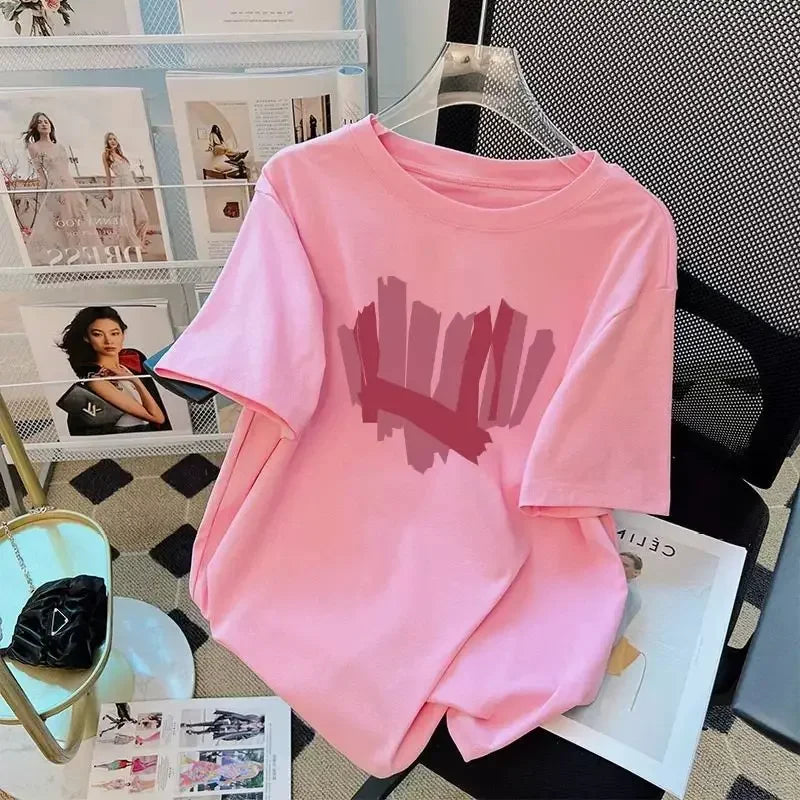 White Pure Cotton T-shirt Women Short Sleeved 2024 Summer New Loose Casual Oversized Half Sleeved T-shirt Round Neck Top Clothes