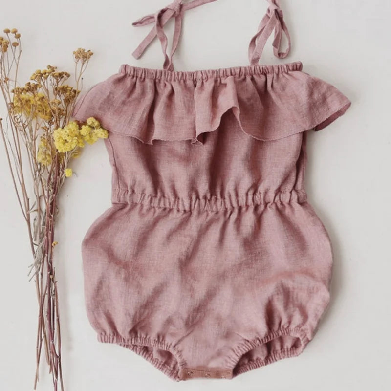 Summer Intant Baby Girl Jumpsuit Linen Cotton Baby Girl One-piece Playsuit Baby Girl Romper