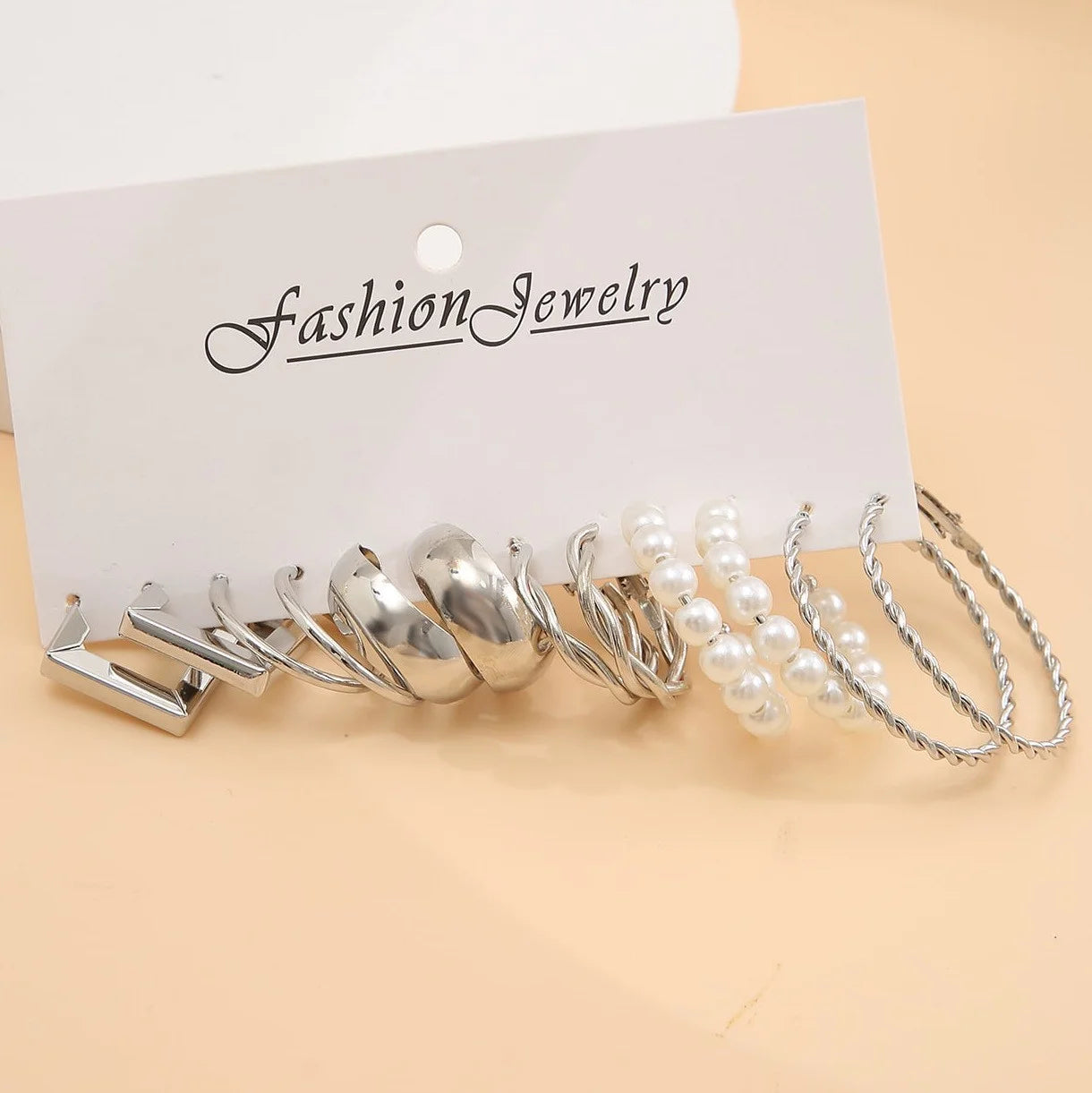 6/24 Pairs Gold Color Vintage Hoop Earrings Set for Women Girl Imitation Pearl Geometric Metal Twist Earring Fashion Jewelry