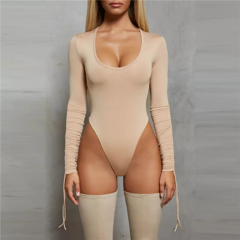 2024 Fashion Bodysuit Spring Autumn Vintage Elegant Women Long Sleeve Bodysuit Body Youthful Woman Top Women's Bodys  jumpsuit