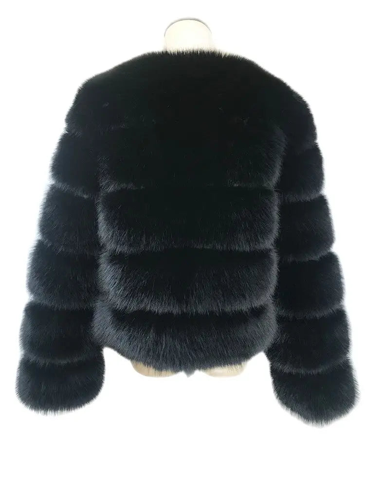 HJQJLJLS 2023 New Women Long Sleeve Pink Faux Fur Coat Female Fluffy Soft Furry Jacket High Imitation Fox Fur Outerwear LJLS140