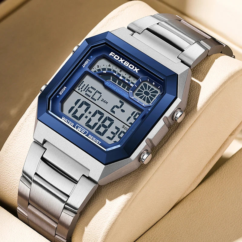 FOXBOX Original Brand Luxury Men Watch Fashion Business Square Digital Watch For Men Sports Waterproof Men's Quartz Wristwatches