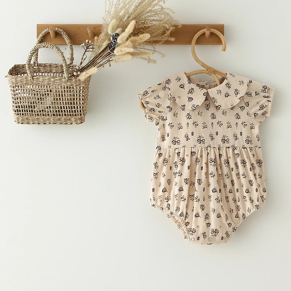 Summer Intant Baby Girl Jumpsuit Linen Cotton Baby Girl One-piece Playsuit Baby Girl Romper