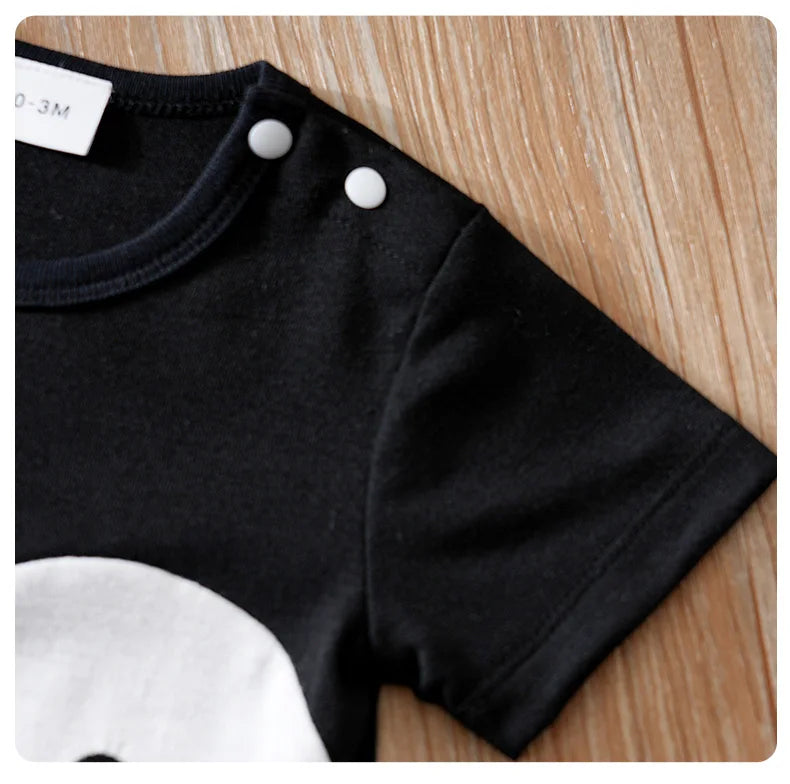 Baby Cute Jumpsuit Cartoon Penguin Pattern Summer Ha Yi Newborn Hoodie Casual Short Sleeve Outerwear