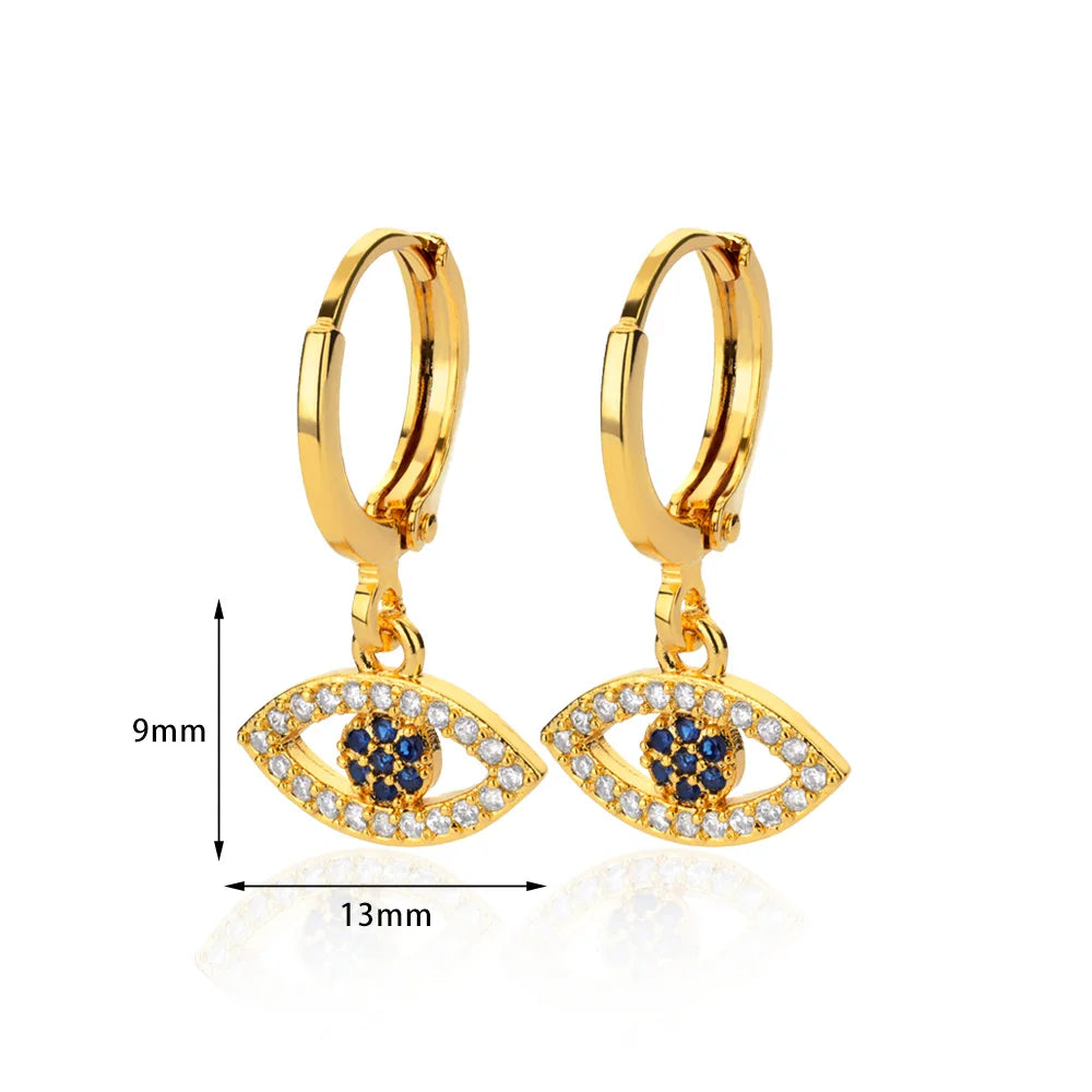 Zircon Evil Eye Earrings for Women 2023 Trending Gold Color Stainless Steel Dangle Earrings New in Turkish Lucky Jewelry aretes