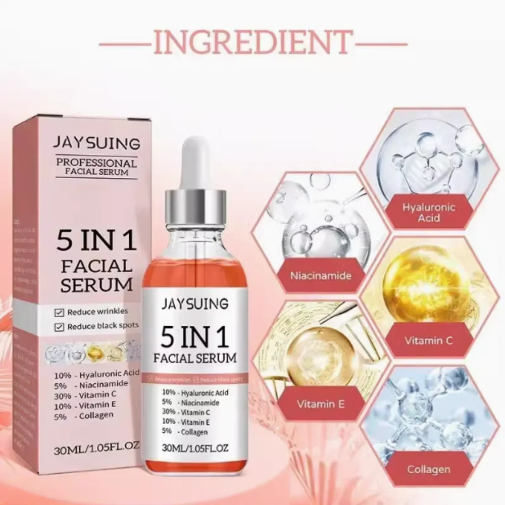Jaysuing 5-In-1 Niacinamide Essence Hyaluronic Acid Serum Vitamin C Skincare Moisturizing Brightening Rejuvenation Skin Care