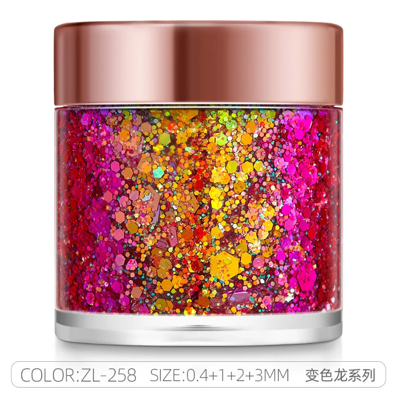 Sequins Body Glitter Gel,Make Up Long Lasting Glitter For Body Face Hair Eyeshadow,Festival Party Carnival Makeup Decorations