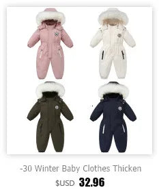 Children Autumn Winter Overall For Infant Down Cotton Thicken Clothes Hooded new born Baby costume Boys Girls Jumpsuit Romper