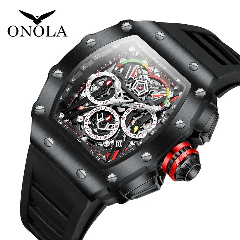 ONOLA 6827 Fashion Luxury Hands Clock Multifunction Waterproof Luminous Sports Casual Male Quartz Watches for Men Reloj Hombre