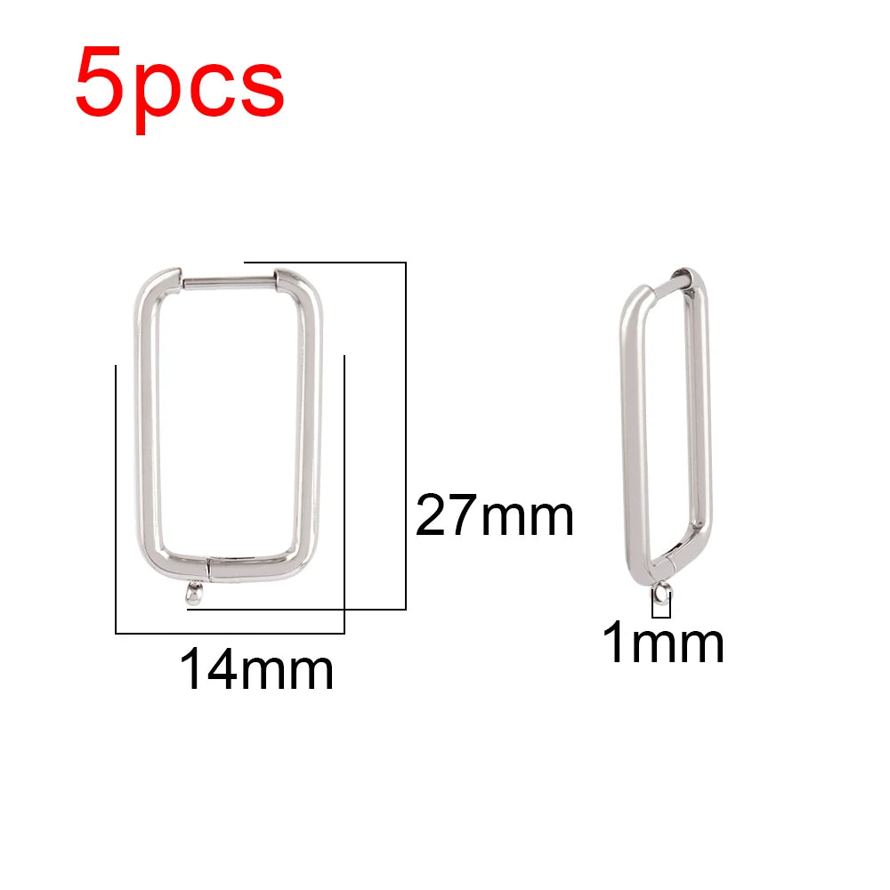 5pcs 316L Stainless Steel Heart Hoop Earrings Posts Star Geometric Oval Earring Base For DIY Jewelry Making Accessories