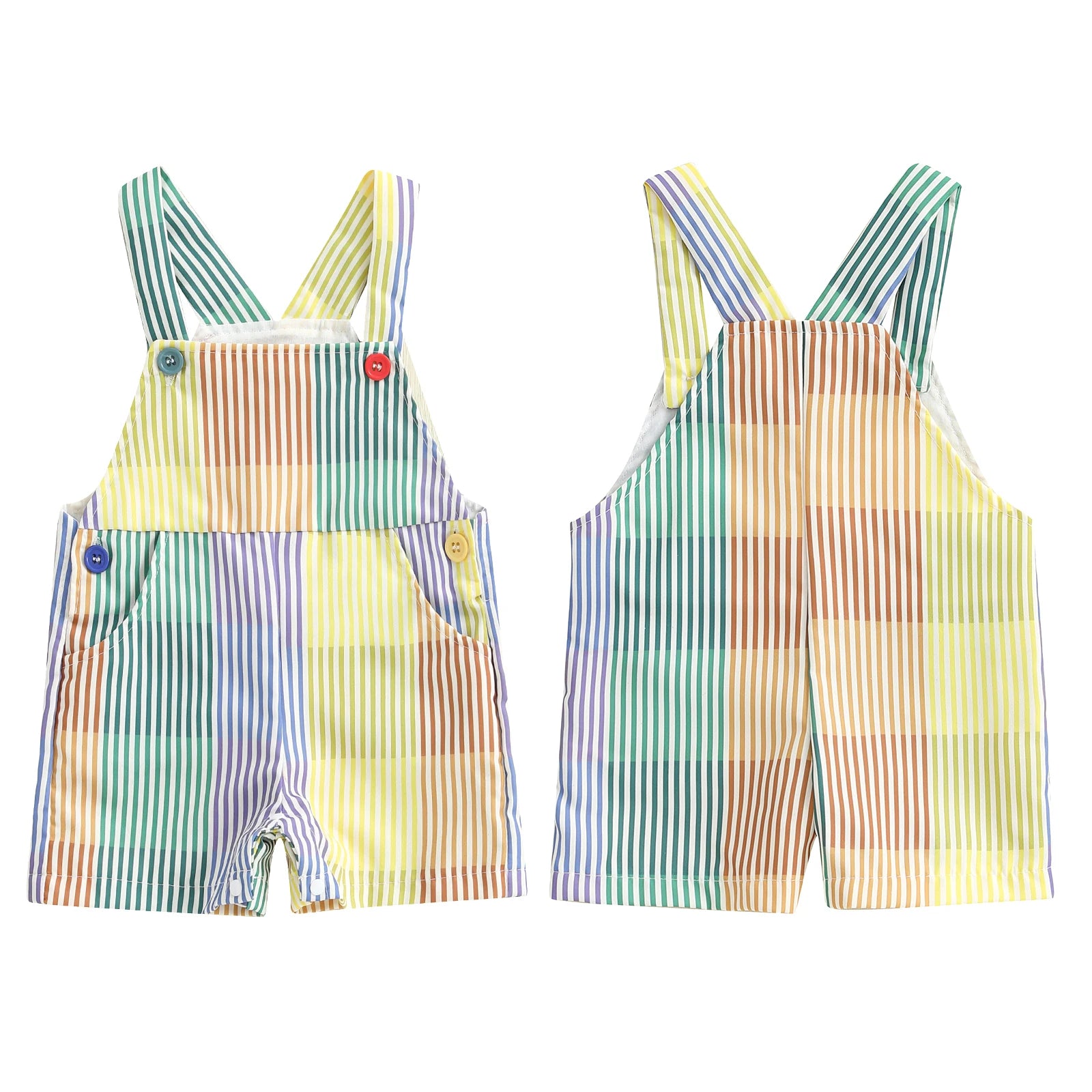 Pudcoco Toddler Baby Girls Overalls Loose Fit Striped Contrast Color Infant Jumpsuit for All Reasons 6M-4T