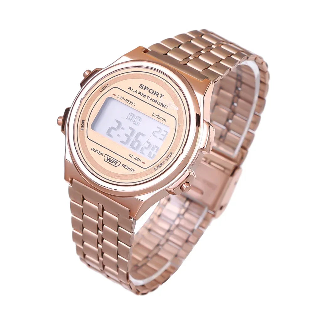 Luxury F91W Band Watch Male Waterproof Digital Stainless Steel Sports Military Round Watches Men Electronic Wrist Watch Clock