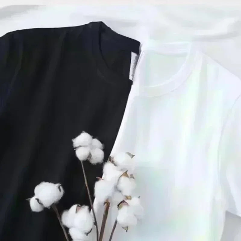 Luxury Printed Short Sleeved T-shirt Instagram Summer Casual Loose and Versatile Round Neck Men's and Women's Plus Size Top