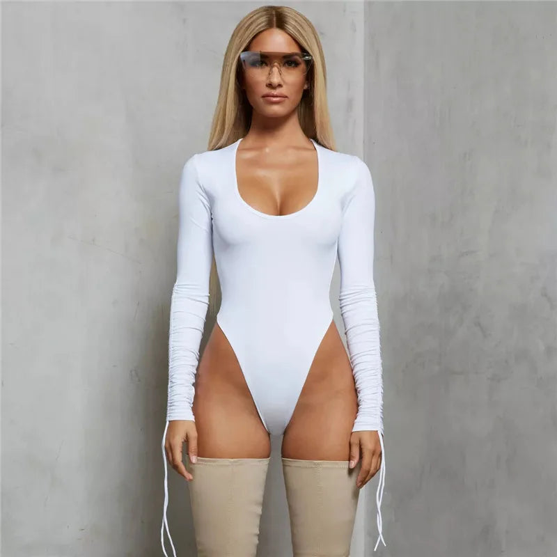 2024 Fashion Bodysuit Spring Autumn Vintage Elegant Women Long Sleeve Bodysuit Body Youthful Woman Top Women's Bodys  jumpsuit