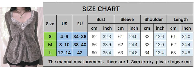 Aesthetic Coquette Knit Sweaters Outfit Vintage Babydoll Tops Pullovers Lady Autumn Square Neck Long Sleeve Knitwear Jumpers Y2k