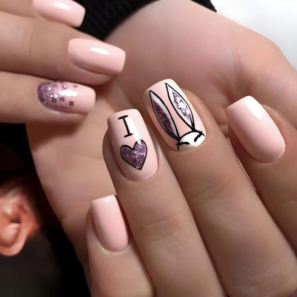 24pcs Simple Nails Fake Press On Art Reusable Adhesive False Supplies Charms Products Stylist Decorated False Nails Design