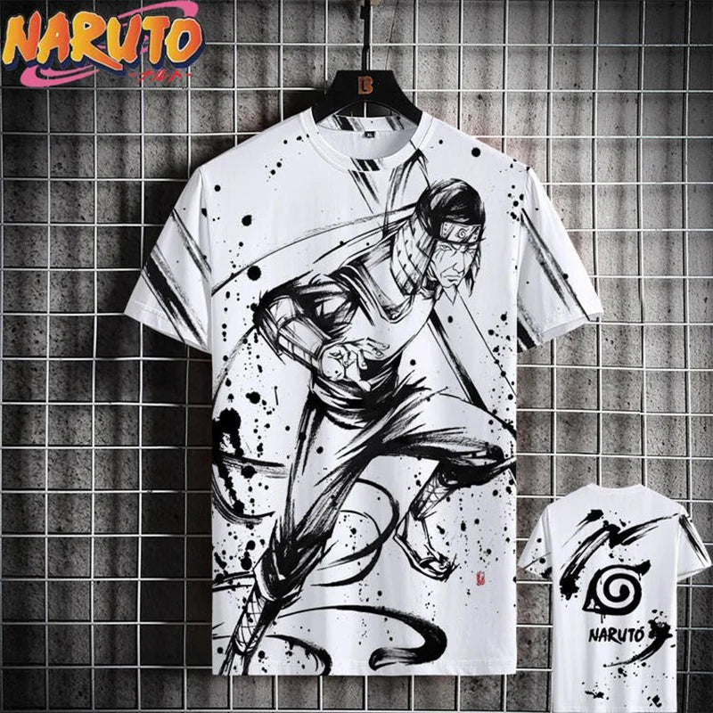 MINISO Summer Men's T Shirt Japanese Anime 3D Prints Casual Short Sleeve Tees Street Oversized Clothing Fashion Cartoon T-Shirts