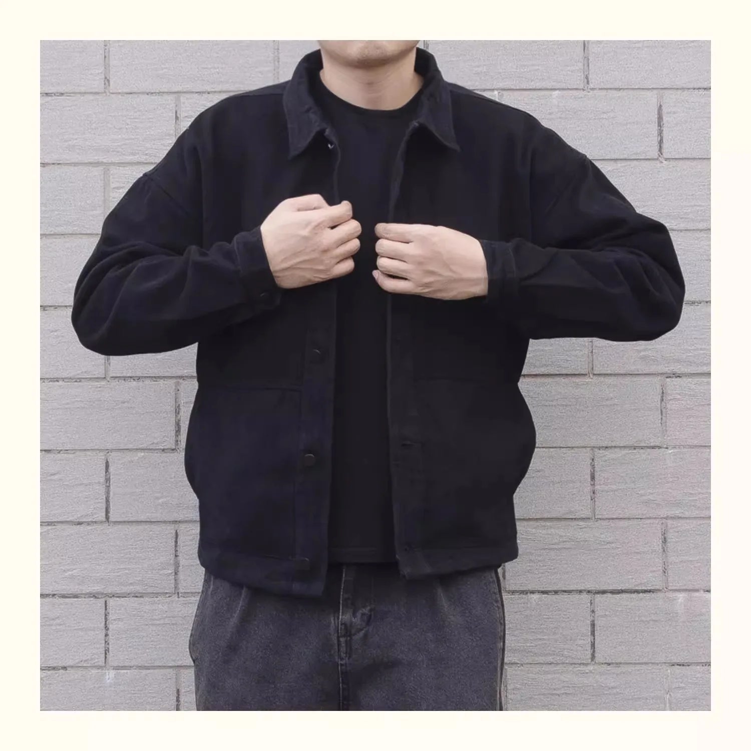 2025 Men's Loose Casual Denim Jacket Fashion Korean Style Simple Lapel Button-up Coats Solid All-match Jean Jacket Men Outerwear