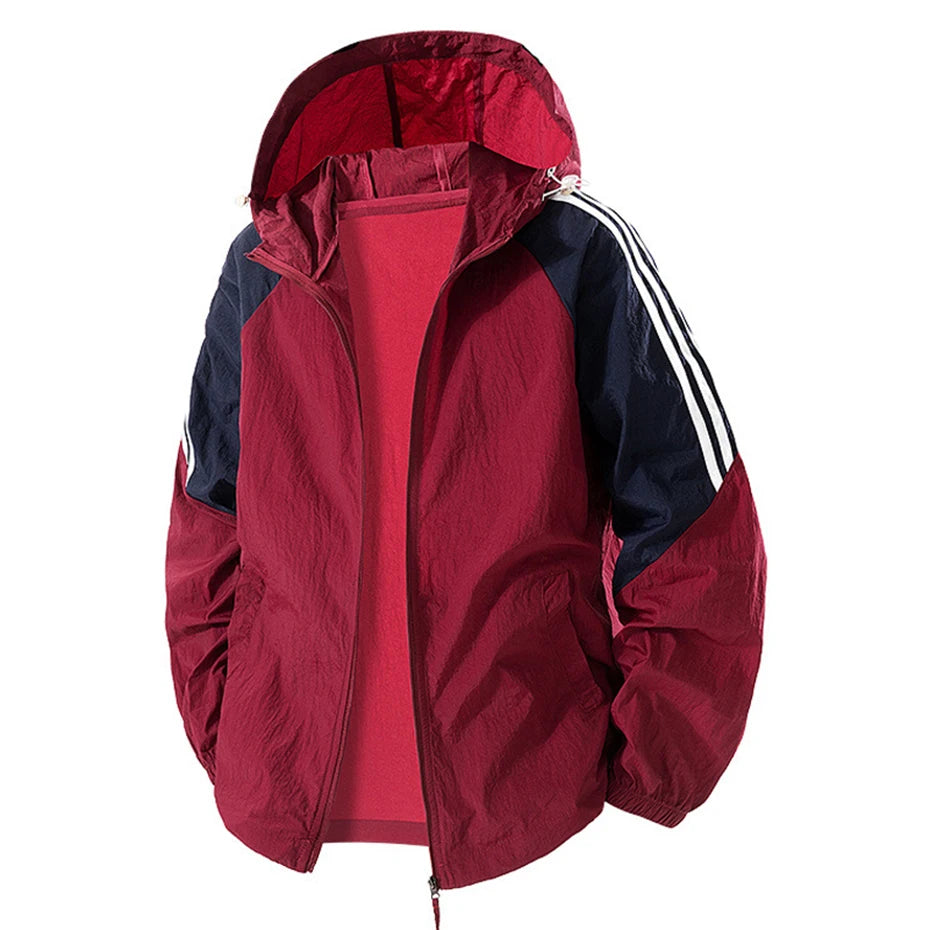 8XL Plus Size Men Jackets Summer Hooded Windbreaker Thin Lightweight Jackets Plus Size 7XL 6XL Jackets Sun Protection Outwear