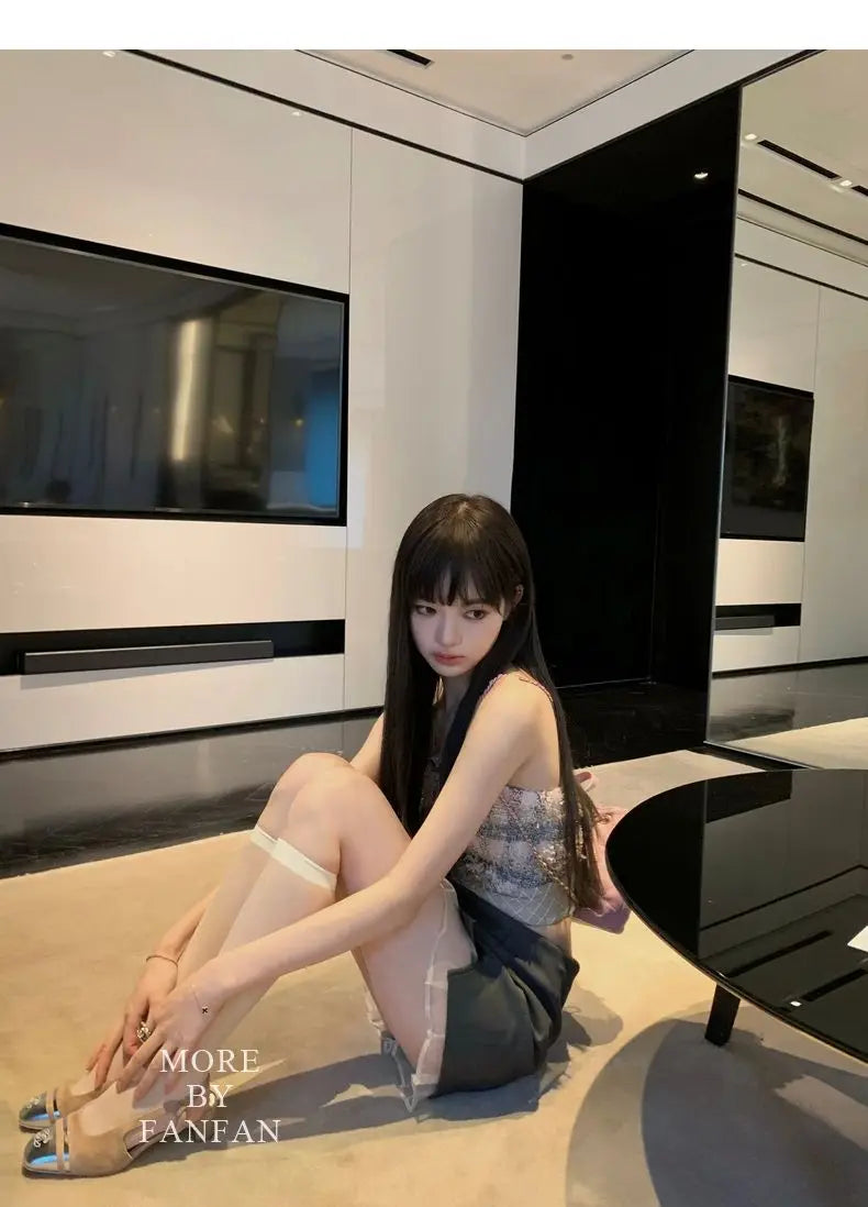 Sexy  Camis Plaid Chic  tube top Slim Korean Tanks Top Sleeveless Elegant  Crop Top Summer Women Bustier