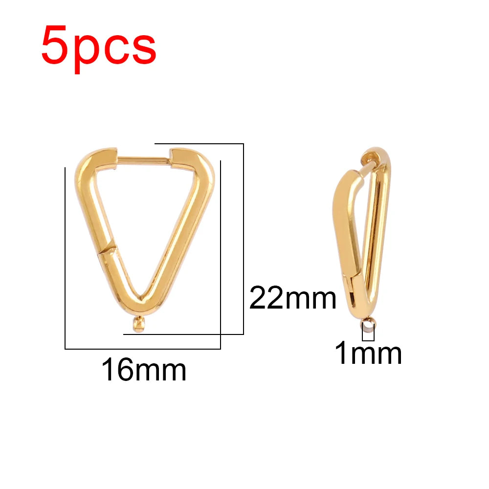 5pcs 316L Stainless Steel Heart Hoop Earrings Posts Star Geometric Oval Earring Base For DIY Jewelry Making Accessories