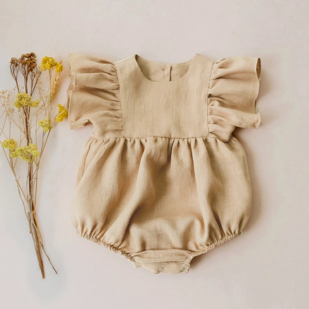 Summer Intant Baby Girl Jumpsuit Linen Cotton Baby Girl One-piece Playsuit Baby Girl Romper