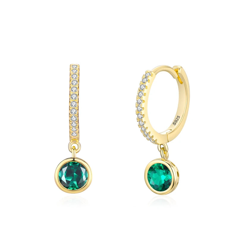 Ailmay Fashion 925 Sterling Silver Sparkling Circle Multicolour Crystal Hoop Earrings For Women Girls Party Accessories Jewelry