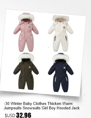 Children Autumn Winter Overall For Infant Down Cotton Thicken Clothes Hooded new born Baby costume Boys Girls Jumpsuit Romper