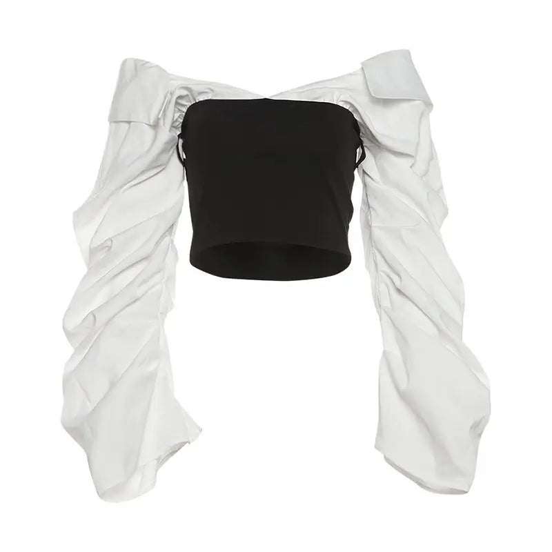 2025 Ropa Mujer Y2k Woman T Shirts Contrast Color Slash Neck Sexy Tees Crop Tops Slim Waist Fashion Casual Streetwear Tshirts